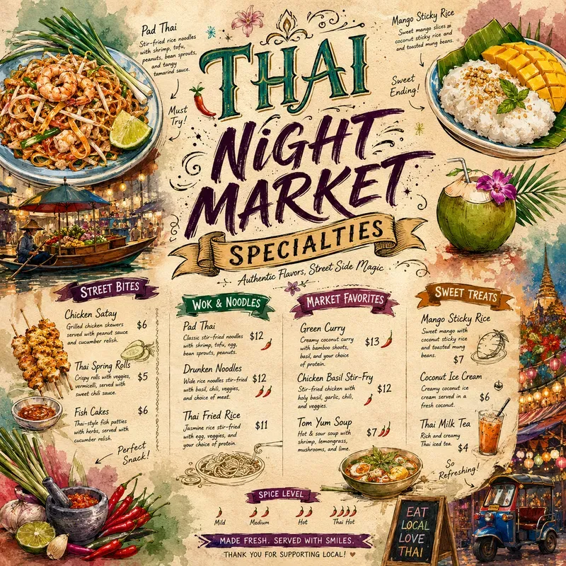 Global Street Food Festival Menu Posters