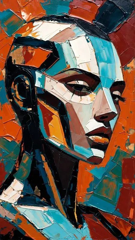 Thick Oil Geometric Abstract Paintings