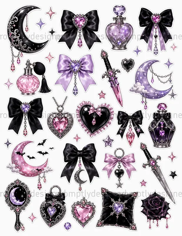 Gothic Pop Glam Sticker Sheets