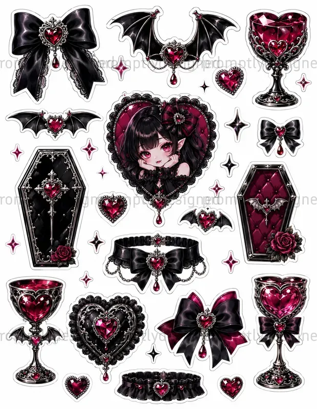 Gothic Pop Glam Sticker Sheets
