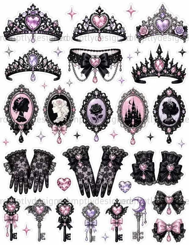 Gothic Pop Glam Sticker Sheets