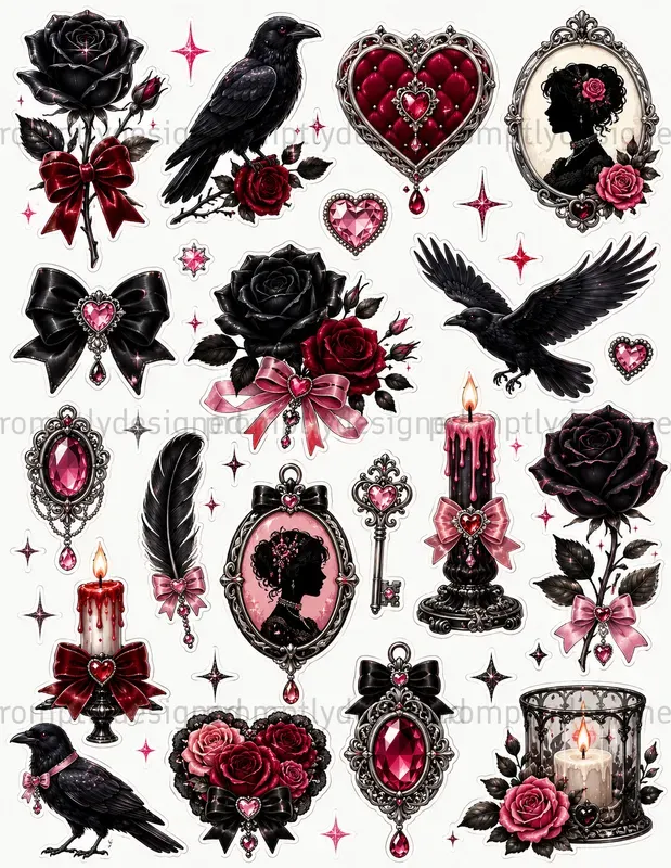 Gothic Pop Glam Sticker Sheets