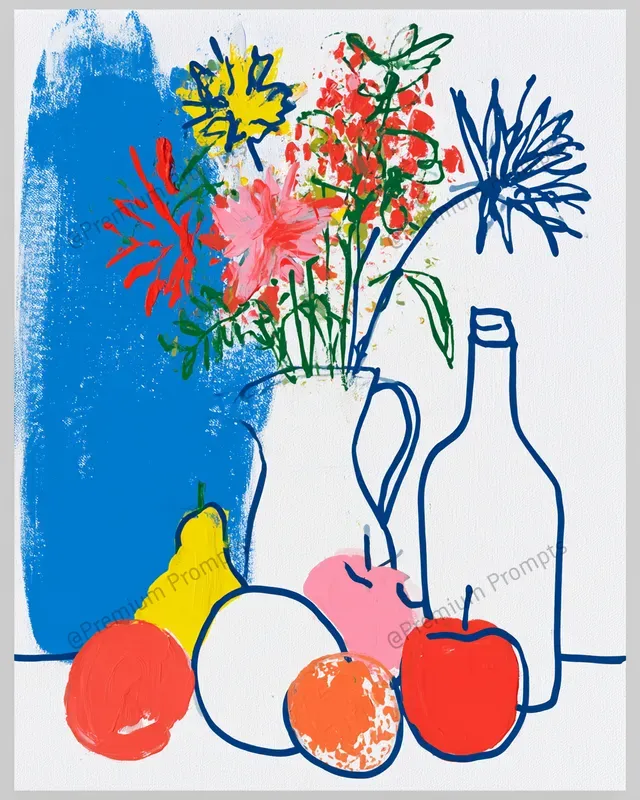 Bold Minimalist Naive Acrylic Sketches