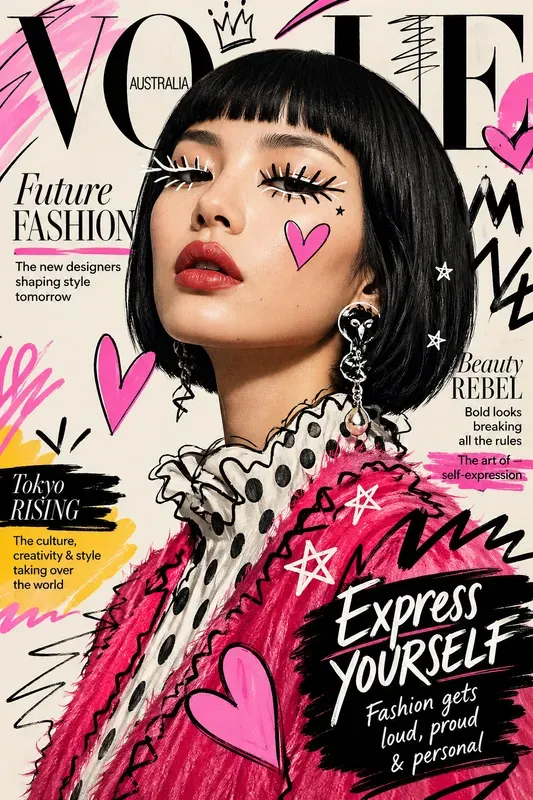 Pop Art Doodled Fashion Magazine Covers