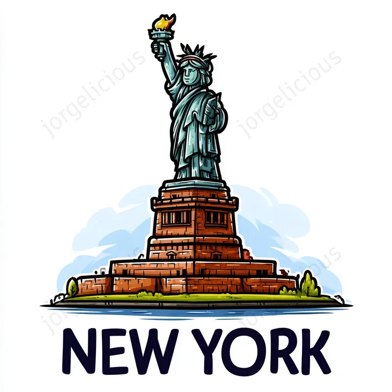 Cartoon Landmark City Prints