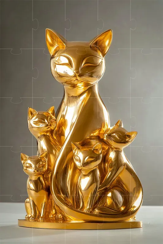 Golden Statues With Polished Details