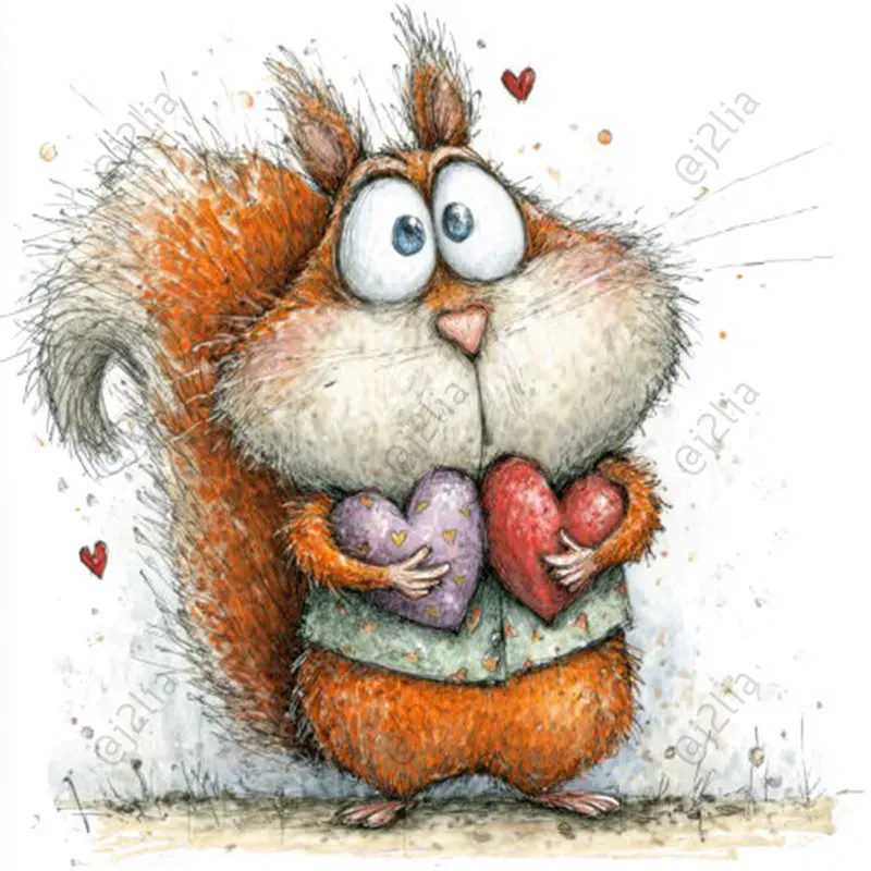 Cute Valentine Animal Illustrations