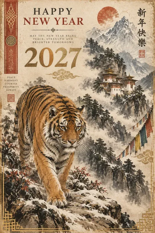Vintage Animal New Year Art