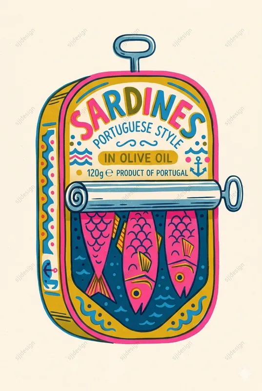 Retro Tinned Food Packaging Poster Art