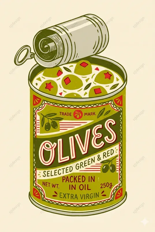Retro Tinned Food Packaging Poster Art