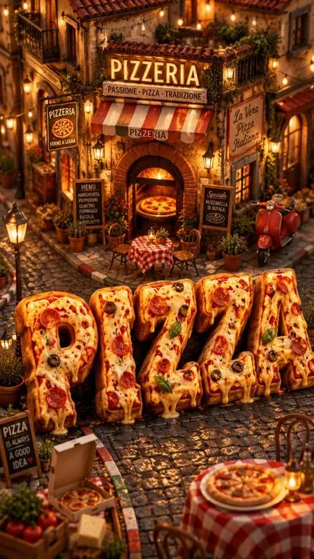 Miniature 3D Food Typography Worlds