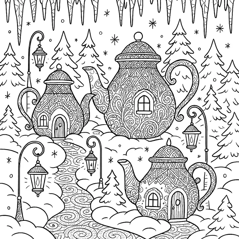 Fantasy Lantern Winter Villages Coloring