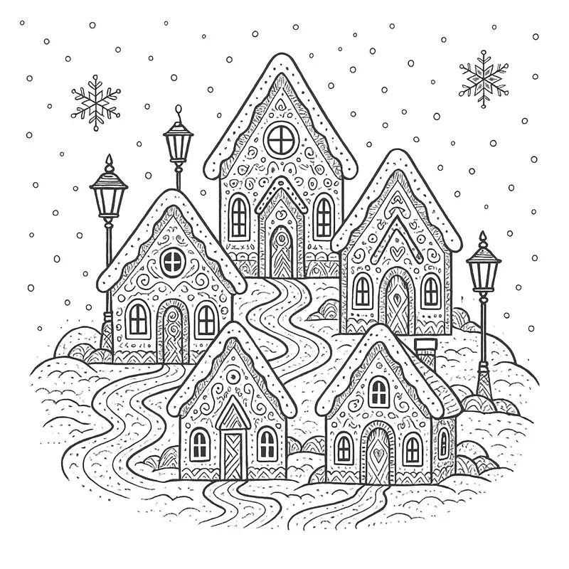 Fantasy Lantern Winter Villages Coloring