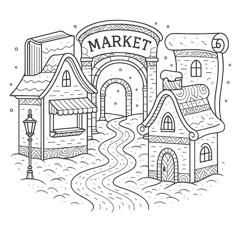 Fantasy Lantern Winter Villages Coloring