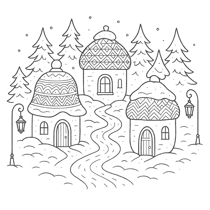 Fantasy Lantern Winter Villages Coloring