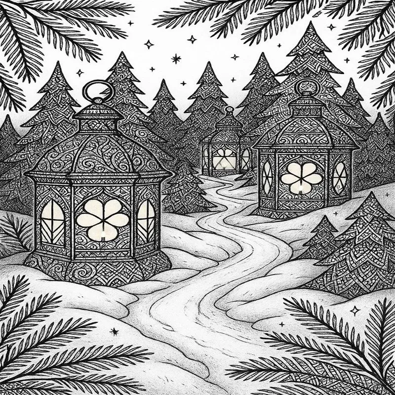Fantasy Lantern Winter Villages Coloring