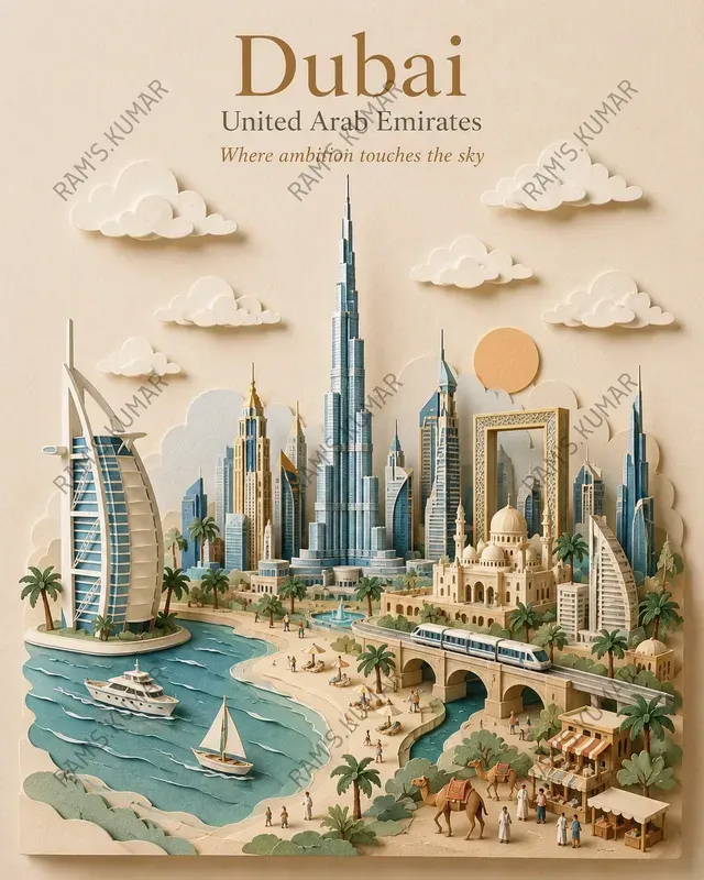Miniature City Travel Posters 3D Paper