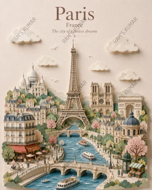 Miniature City Travel Posters 3D Paper