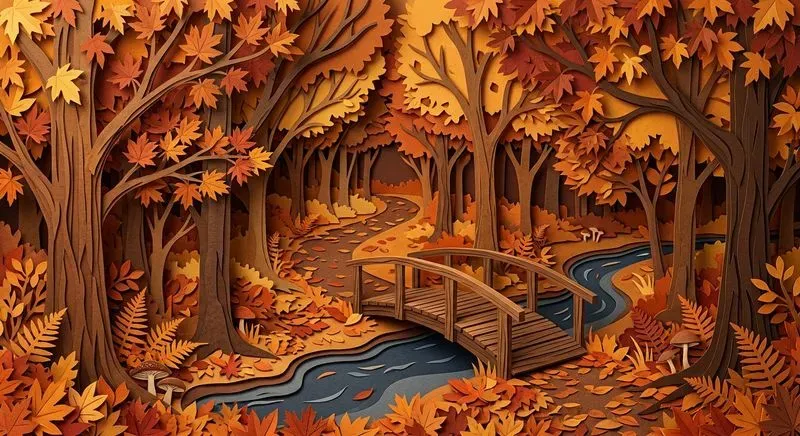 Layered Papercraft Scene Illustrations