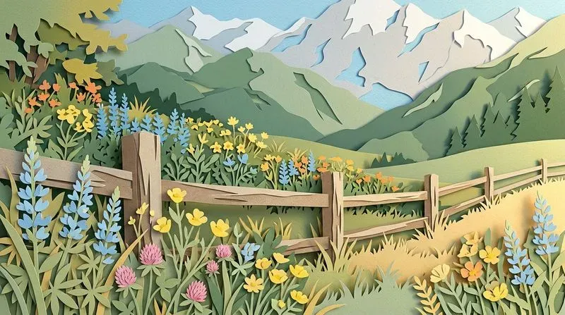 Layered Papercraft Scene Illustrations