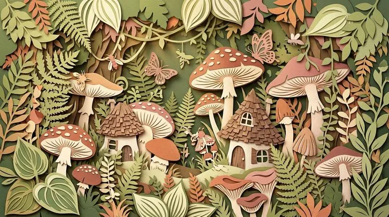 Layered Papercraft Scene Illustrations