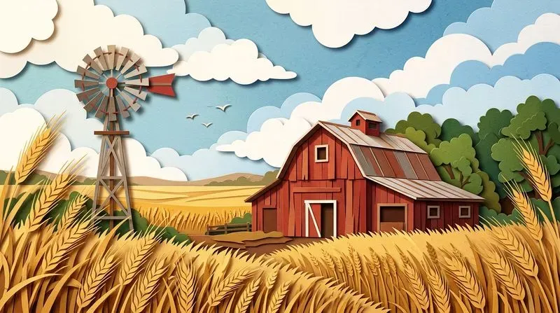 Layered Papercraft Scene Illustrations