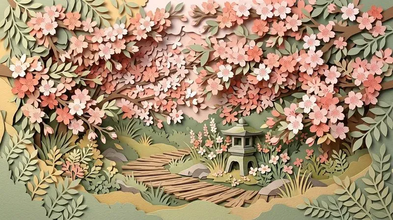 Layered Papercraft Scene Illustrations