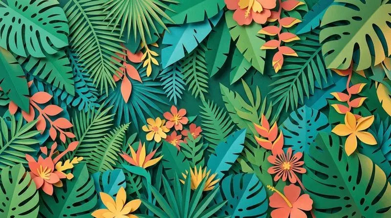 Layered Papercraft Scene Illustrations