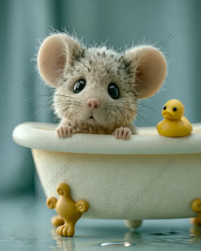 Cute 3D Animal Bath Art
