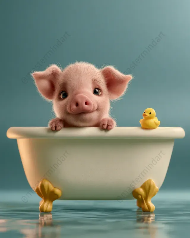 Cute 3D Animal Bath Art