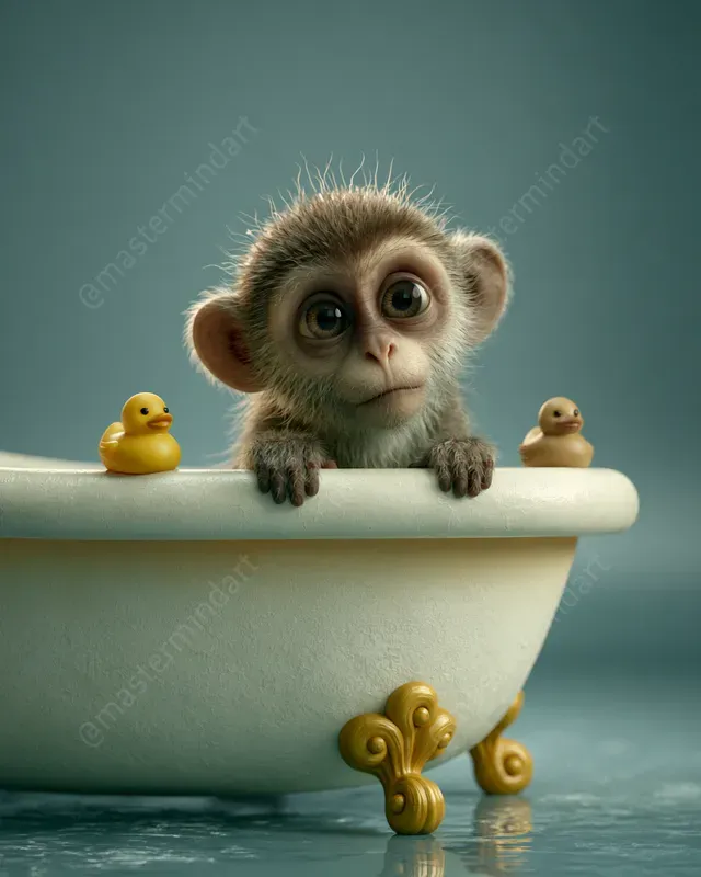 Cute 3D Animal Bath Art