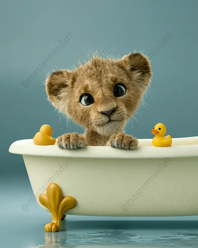Cute 3D Animal Bath Art