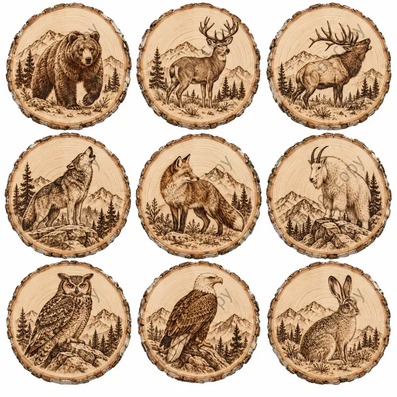 Wood Burned Clipart Art Any Themes