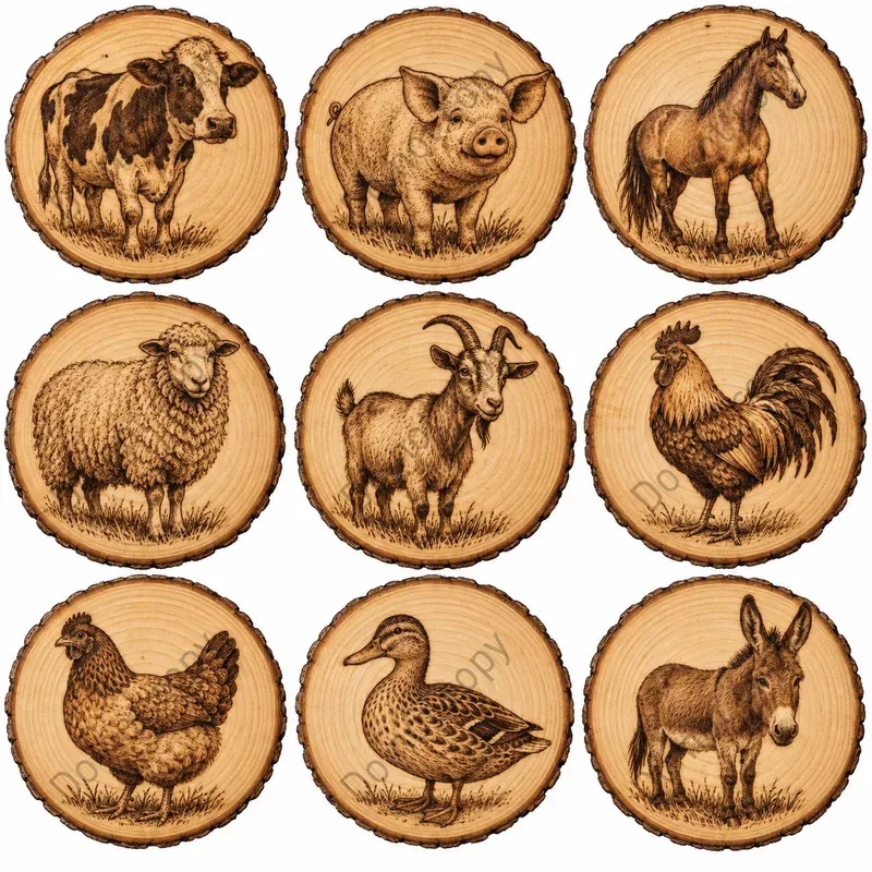 Wood Burned Clipart Art Any Themes