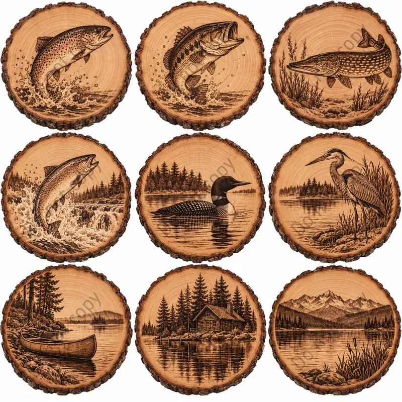 Wood Burned Clipart Art Any Themes