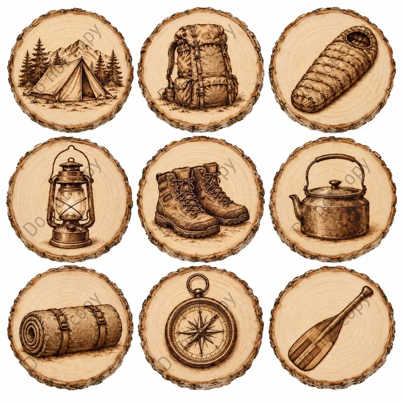 Wood Burned Clipart Art Any Themes