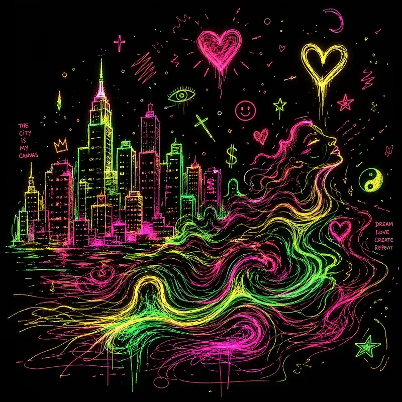 Neon Scribble Soul Art