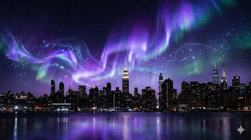 Cosmic Aurora Cityscape Backgrounds