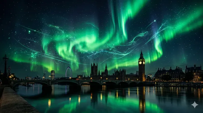 Cosmic Aurora Cityscape Backgrounds