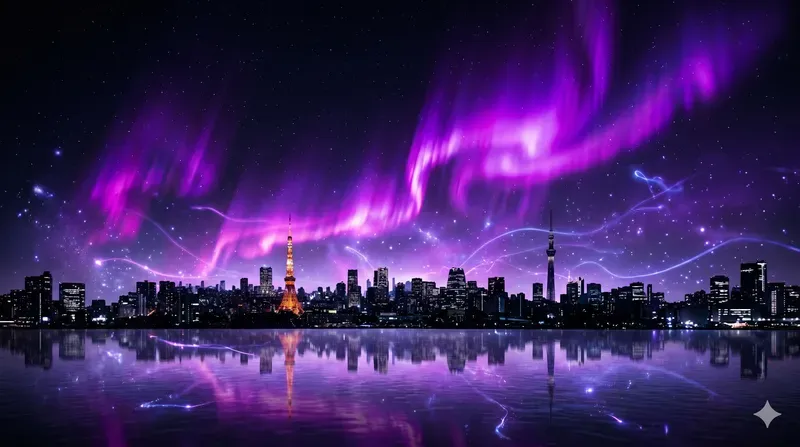 Cosmic Aurora Cityscape Backgrounds