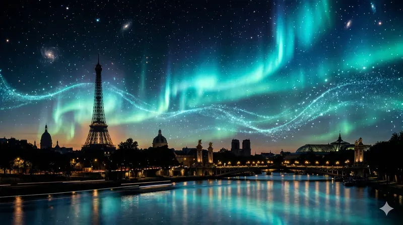 Cosmic Aurora Cityscape Backgrounds