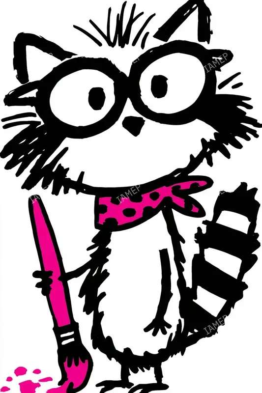 Whimsical Pink Doodle Portraits