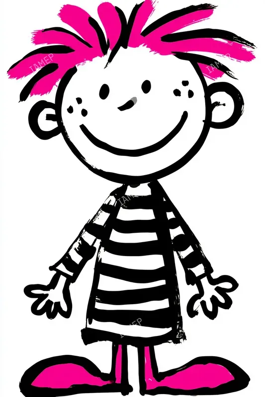 Whimsical Pink Doodle Portraits
