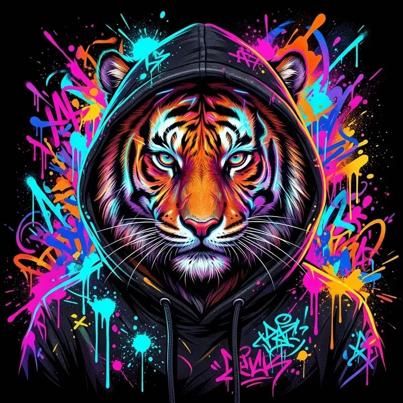Neon Graffiti Animal Tshirt Designs