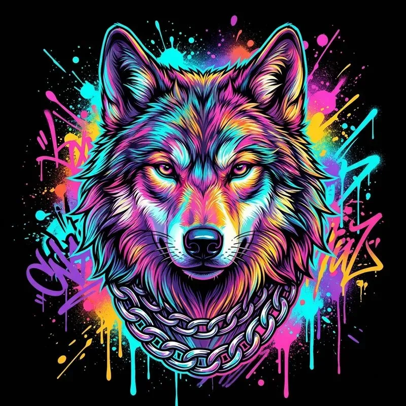 Neon Graffiti Animal Tshirt Designs