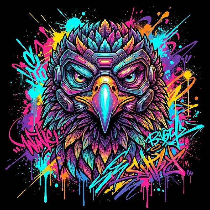 Neon Graffiti Animal Tshirt Designs