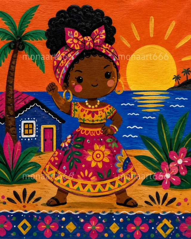 Vibrant Tropical Folk Art Muses
