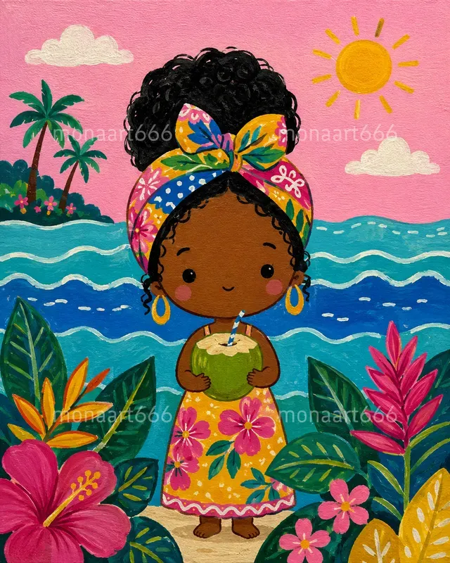 Vibrant Tropical Folk Art Muses