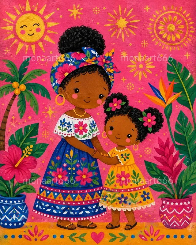 Vibrant Tropical Folk Art Muses