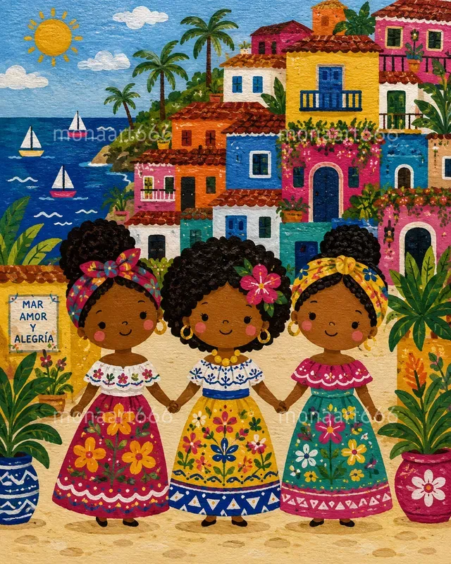 Vibrant Tropical Folk Art Muses